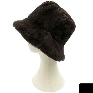 Brown Fur Bucket Hat Statement Style Trendy Fuzzy Cute